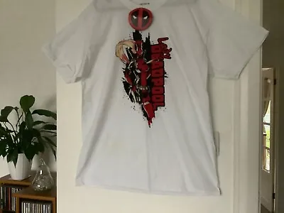 Official Marvel DEADPOOL Lady Deadpool T-Shirt In White Size: LARGE BNWT • £10