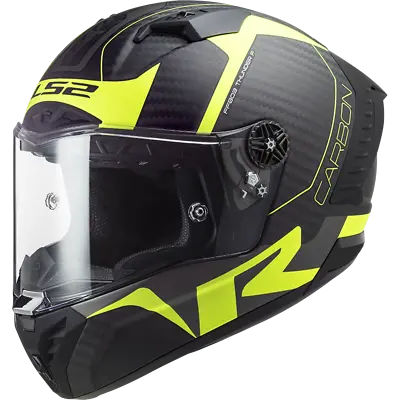 £218 • Buy Ls2 Ff805 Thunder Carbon Fibre Full Face Motorcycle Crash Helmet Black Yellow