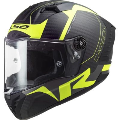 £218 • Buy Ls2 Ff805 Thunder Carbon Fibre Full Face Motorcycle Crash Helmet Black Yellow