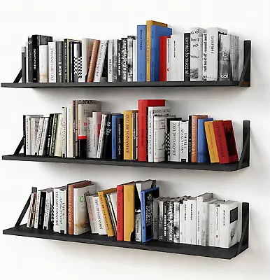 Floating Shelves 36 Inches Long 8 In Deep Set Of 3 Large Wall Shelf For Bedroom • £66.76