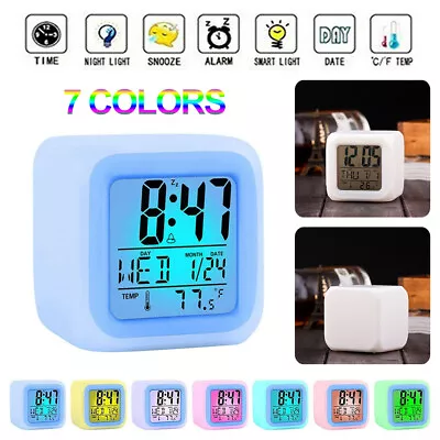 LED 7 Color Changing Alarm Clock Digital Display Night Light Kids Wake Up Clock • $12.80