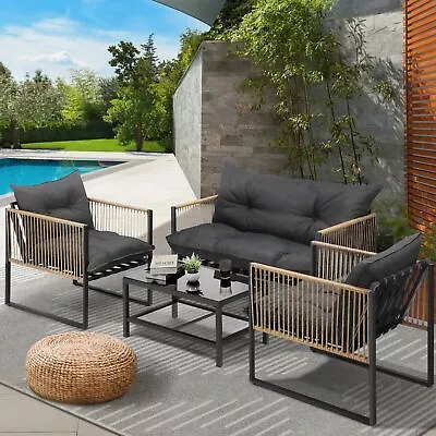 Livsip 4 Piece Outdoor Furniture Setting Garden Patio Lounge Sofa Table Chairs • $419.90