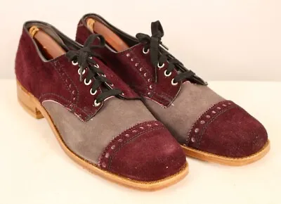 Men's VTG 70s 2 Tone Purple & Grey Lace Up Shoes Sz 8 D 70s Disco Jarman Suede • $99