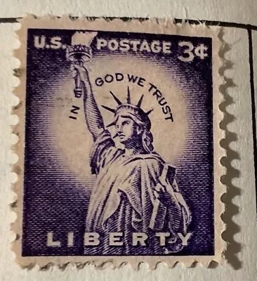 Rare 3 Cent Liberty Us Postage Stamp Purple Lady Statue Of Liberty • $3.97