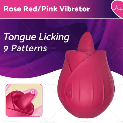 Rose Licking Tongue Vibrator Clitoral Massager Dildo Clit Stimulator Sex Toy • $26