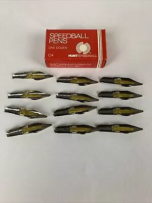 Vintage HUNT SPEEDBALL PENS C-4 Straight/Classic Calligraphy Pen Nibs (12) • $14.99