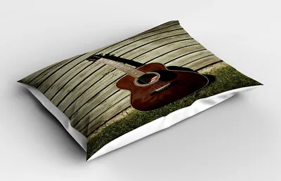 Guitar Pillow Sham Music Item Leaned On A Wall • £14.99