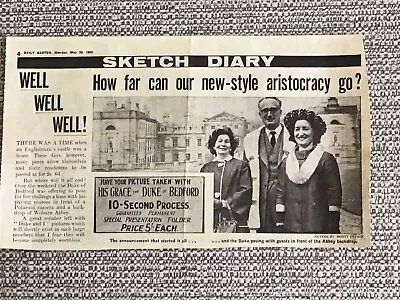 Woburn Abbey 1963 Daily Sketch Newspaper Article • £0.99