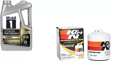 K&N HP-1002 Engine Oil Filter & 5 Qt's Mobil1 E/P 5w20 Adv Full Syn. Motor Oil • $79.99