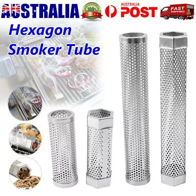 Hexagon BBQ Smoker Tube Stainless Steel Grill Accessory Smoking Box Long Lasting • $13.16