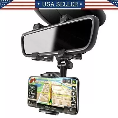Universal 360 Rotation Car Rear View Mirror Mount Stand GPS Cell Phone Holder 1 • $5.40