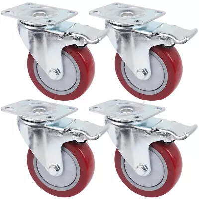£17.99 • Buy 4X 100/125mm Heavy Duty Rubber Swivel Castor Wheels Furniture Trolley 800KG Load