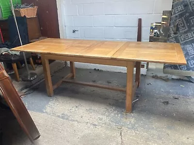 Large Heavy Natural Brown Oak Extending Dining Kitchen Table • £149.99