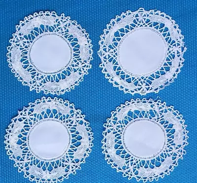 4 Vintage BOBBIN LACE DOILIES (#229) White • $9.99