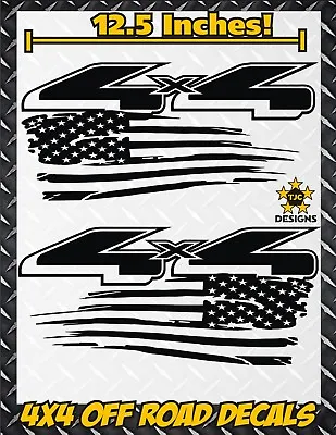 4x4 Off Road US Flag Truck Bed Decal Set GLOSS BLACK For Ford F-150 Super Duty • $16.50