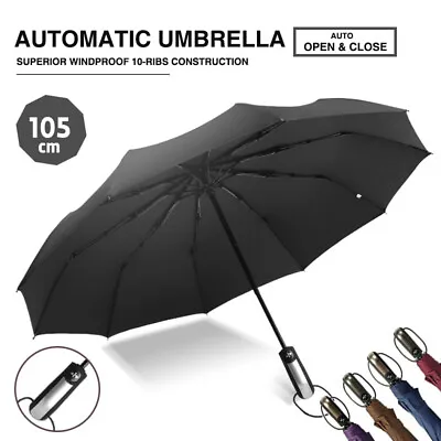 $15.99 • Buy 10Ribs Automatic Umbrella Compact Folding Auto Open Close  Anti Rain Windproof