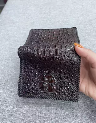 Brown Genuine Hornbackalligator Crocodile Leather Skin Men's Trifold Wallet • $75