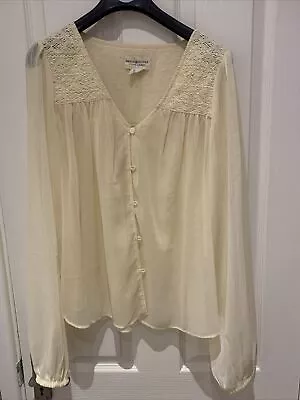 Ralph Lauren Denim & Supply Cream Crochet Chiffon Blouse Top Size Large • £18