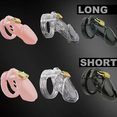 Male Chastity Cage Hollow Bird Device Padlock 4 Rings Plastic Lock Constraint • £9.29