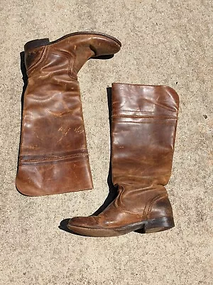 Ladies Frye Melissa Trapunto Riding Knee Boots 9 B Brown Leather Shoes 76441 • $74.99