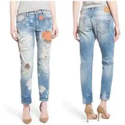 True Religion Liv Jeans Embroidered Floral Crop Boyfriend Skinny Jeans Sz 27  • $79.99