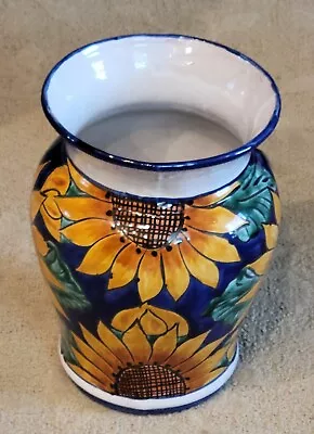 Vntg Talavera Pottery Sunflower Vase Signed Moctezuma Mexico  11.5 X7.5  Ex  🌻  • $40