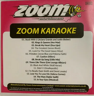 Zoom Karaoke CD+G Disc - Pop Chart Picks 2020 (Part 4) - 15 Big Pop Hits! • £8.75