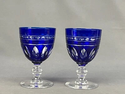 $199.99 • Buy Pair Val St Lambert Crystal KENT YORK COBALT 5 ½” Water Goblets: MINT