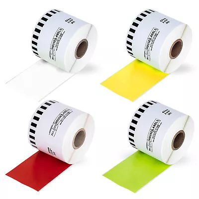 $27.99 • Buy Non-OEM Fits BROTHER DK-2205 WHITE YELLOW RED GREEN Labels -4 Rolls Of 100'