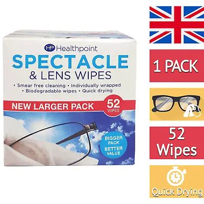 £10.99 • Buy Healthpoint Spectacle Lens Cleaning Wipes Glasses Sunglasses Smear Free