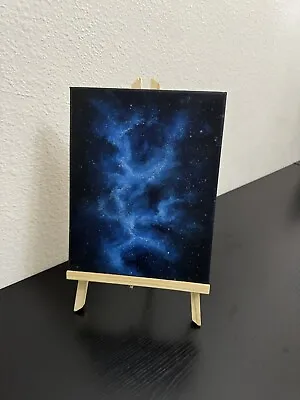 Blue Nebula Galaxy Space Oil Painting On Canvas 8x10in • $50