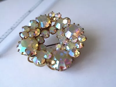 Estate! Vintage Jewelry Designer Signed TRIAD Aurora Borealis Brooch (Missing • $17.77