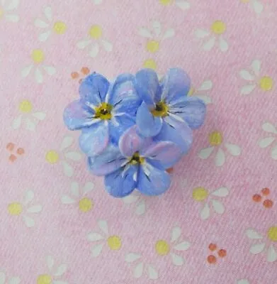 3 FORGET-ME-NOT BROOCHES Forget-Me-Not Friendship Pin Masonic Lapel HAND PAINTED • $33.53