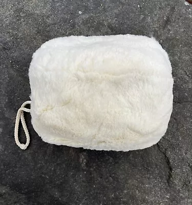 Vintage Ivory Fur Muff - Lined In Satin - Interior Zipped Pocket - Satin Cord • $14.99