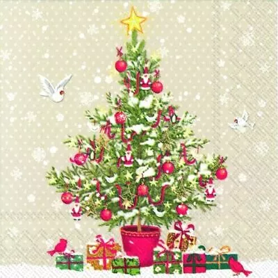 £5.14 • Buy PETITE CHRISTMAS TREE Linen Paper Napkins Traditional English 20 In Pack