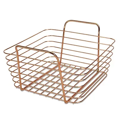 Wire Basket Small Rose Gold Metal Storage For Toiletries Utensils Toys | M&W • £6.99