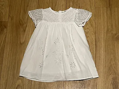 ZARA Baby Girl Pretty Ivory Floral Broderie Anglaise Dress Size 2-3 Years • £7