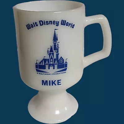 Vintage Walt Disney World MIKE Pedestal Footed Milk Glass Coffee Cup Mug 5-1/4  • $15.95