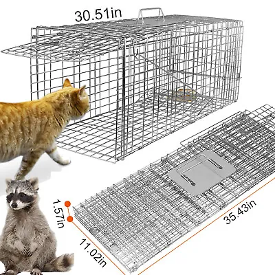 32  Collapsible Humane Live Animal Trap Control Steel Cage For Raccoon Skunk Cat • $48.79