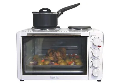 Igenix IG7145 Tabletop 45L Mini Oven & Grill Double Hotplate Hobs White #DENTED# • £82.99