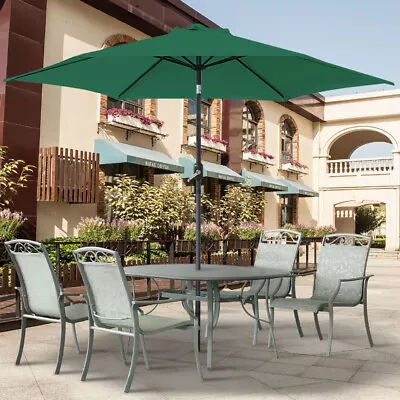 Garden Round Parasol Patio Outdoor Umbrella Sun Shade Aluminium Crank Tilt 2.5M • £39.99