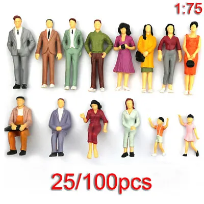 Mini 1:75 Scale Railway Train Mixed Painted People Figures Model DIY Craft Decor • £4.26