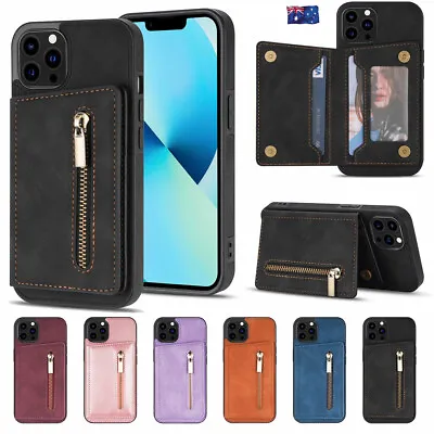 $13.79 • Buy For IPhone 13 12 11 Pro Max XR 8 7 Plus SE 3 Leather Card Slot Stand Case Cover