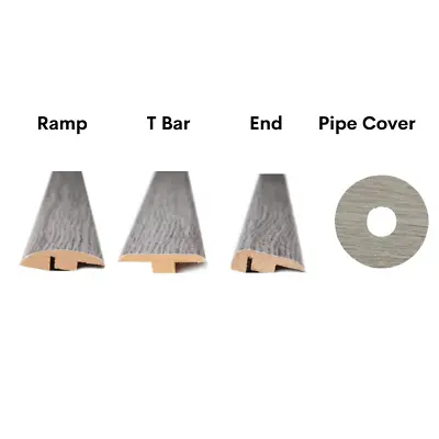 Grey Oak Flooring Accessories Ramp Profile / End Profile / T Bar / Pipe Covers • £9.99