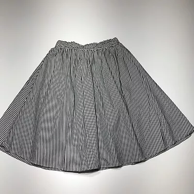 See You Monday Skirt Womens Size M Gray White Striped Pull On Tie Knee Length • $11.99