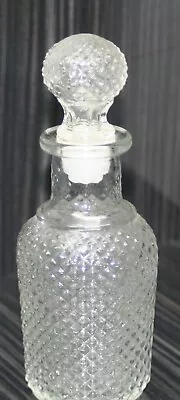 Vintage Clear Glass Diamond Pattern Cruet With Complete Stopper • $5.75