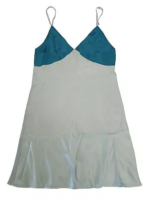 MAISON ESSENTIELE Blue Two-Tone 90s It Girls Camisole Slip Dress S RRP175 NEW • £174.95