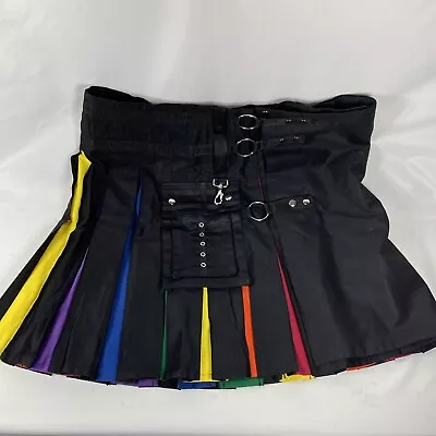 $59.95 • Buy Scottish Utility Kilt LGBT Pride Hybrid 100% Cotton Cargo Pockets Rainbow SZ 48