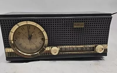 Vintage Travler Tube Alarm Clock Radio Receiver AM Model 63C 321 MCM Art Deco • $56.90