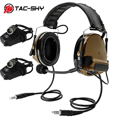 New Dual-channel COMTAC III Tactical Headset +  6-pin PTT Military Version • $195.99